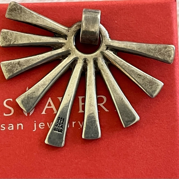 RETIRED James Avery X-Large Sunburst Hammered Necklace Pendant 2"W X 1.5”L - Picture 7 of 11
